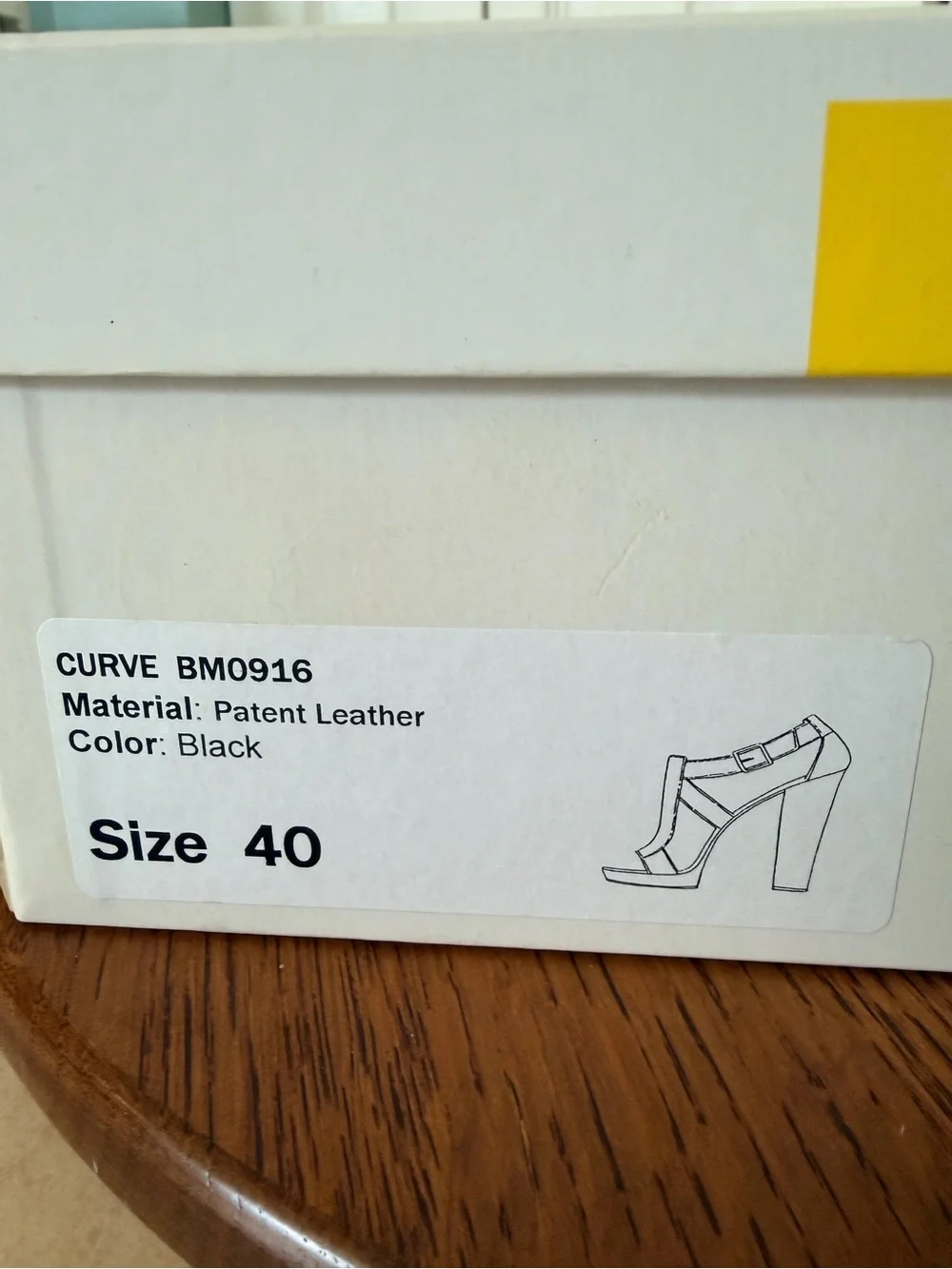 Bettye Muller Retro Black Patent Platform Sandals with Wood-Effect Block 4” Heel